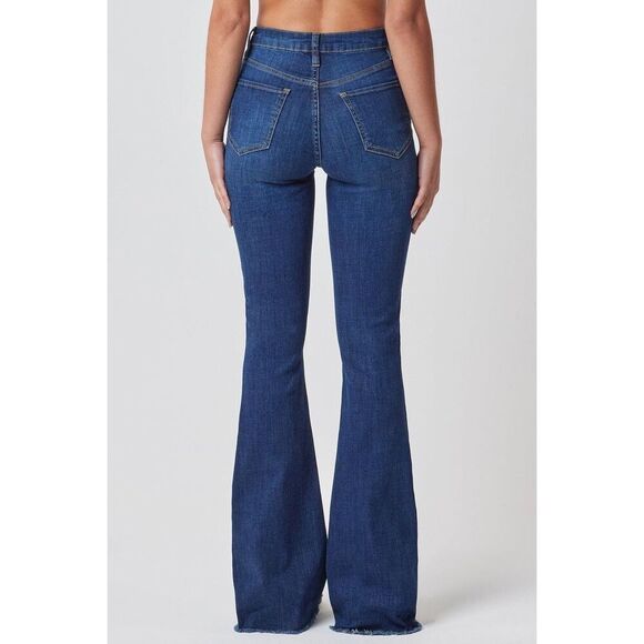 ✨YMI WOMEN'S HIGH RISE FLARE SZ 7/28 JEANS WITH FRAYED HEM✨ - Picture 4 of 9